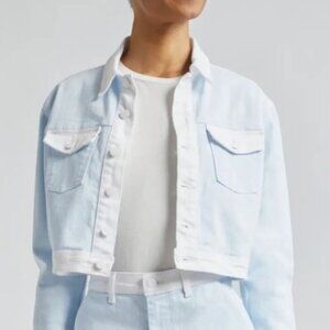 L’Agence Koda Contrast Cropped Denim Jacket NEW Size S